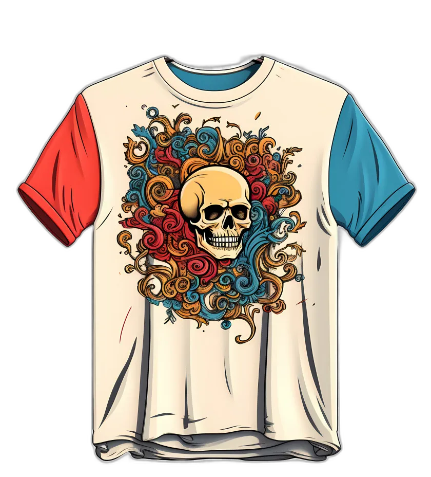 Colorful Skull Pattern T-Shirt