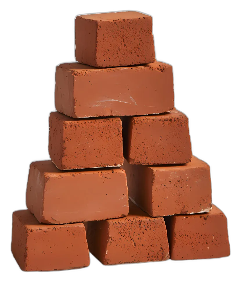 Pyramid Stack of Red Bricks