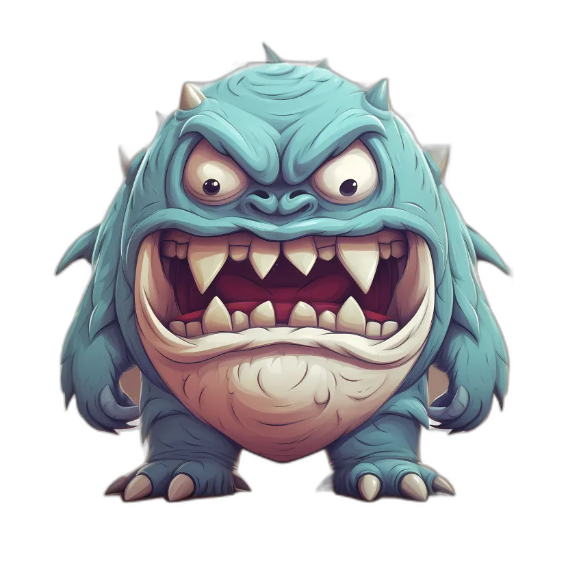 Angry Teal Cartoon Monster