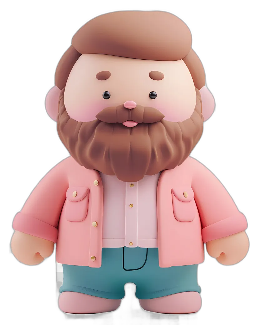 Stylized Beard Character with Pink Jacket