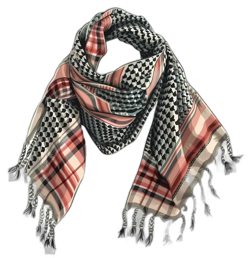 Patterned Keffiyeh Scarf with Tassels