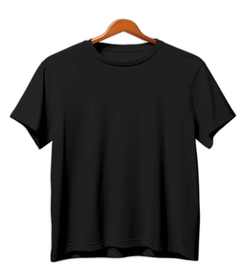 Black T-shirt on Wooden Hanger