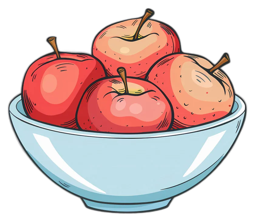 Cartoon Red Apples in Bowl