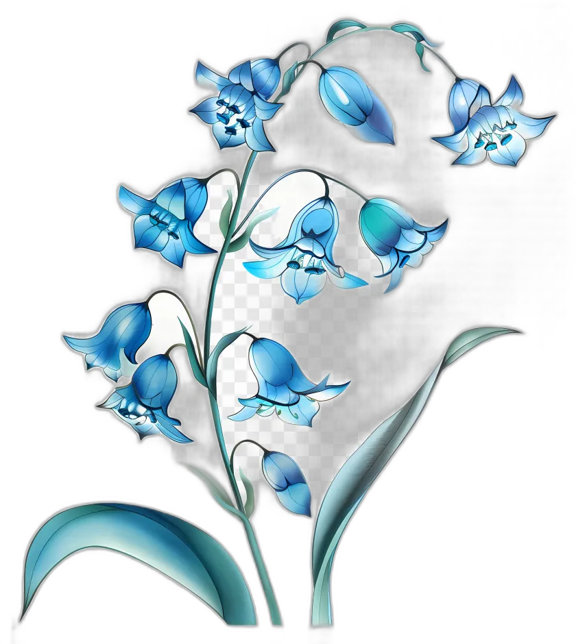 Bluebell Flowers with Teal Leaves