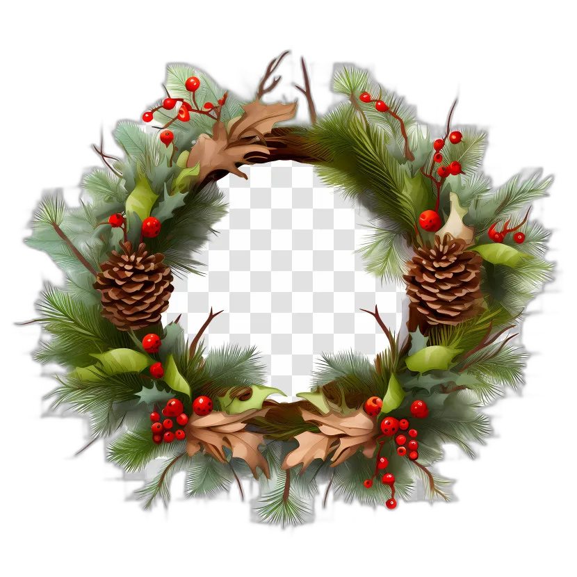 Christmas Cedar Wreath with Pine Cones