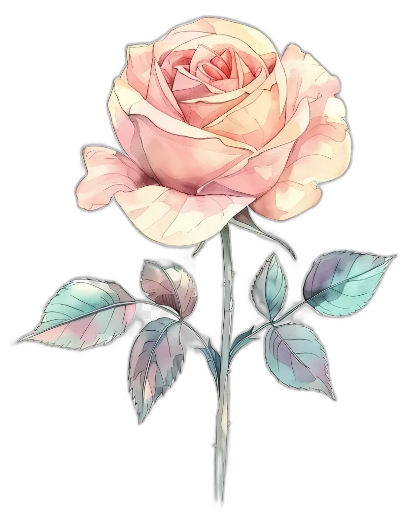 Watercolor Pink Rose