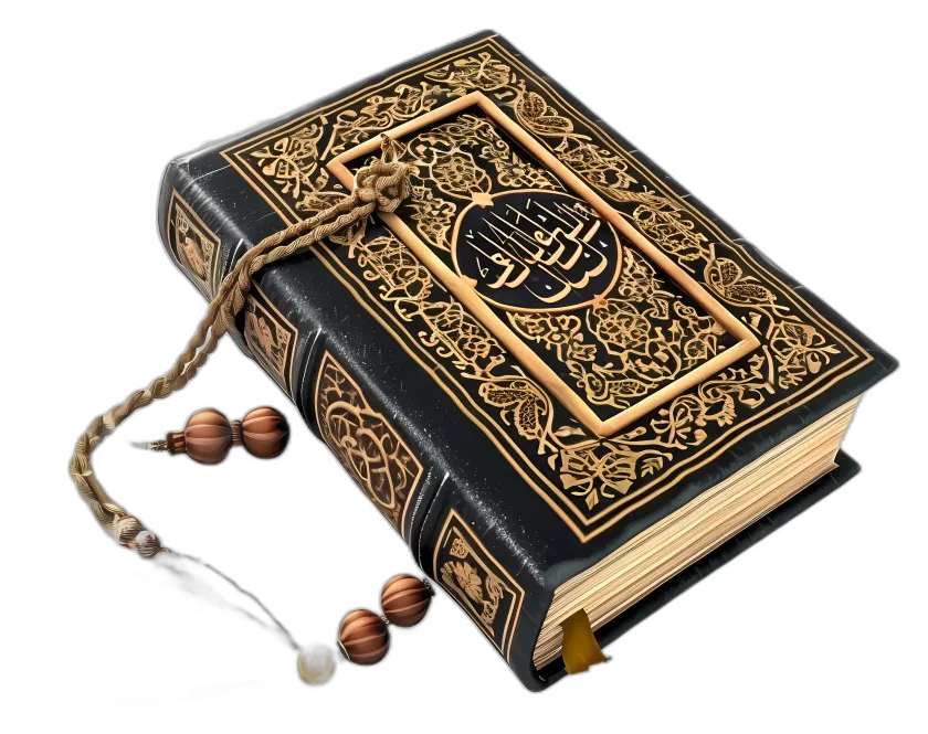 Ornate Holy Quran with Prayer Beads