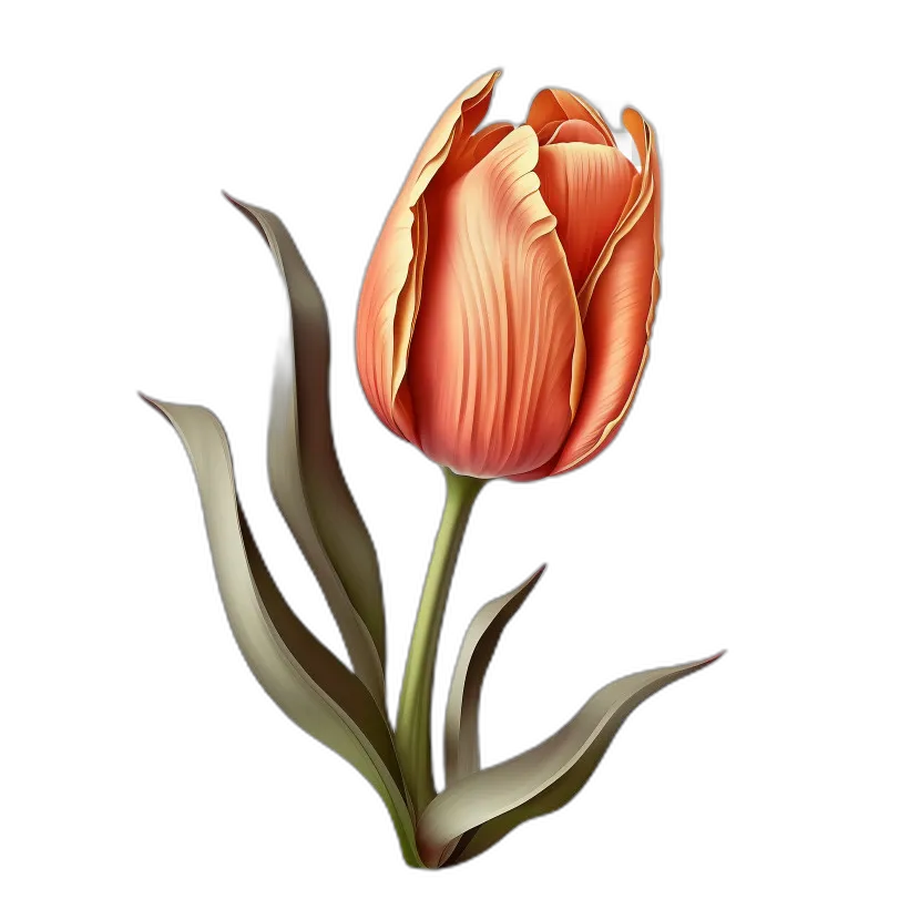 Realistic Orange Tulip Flower