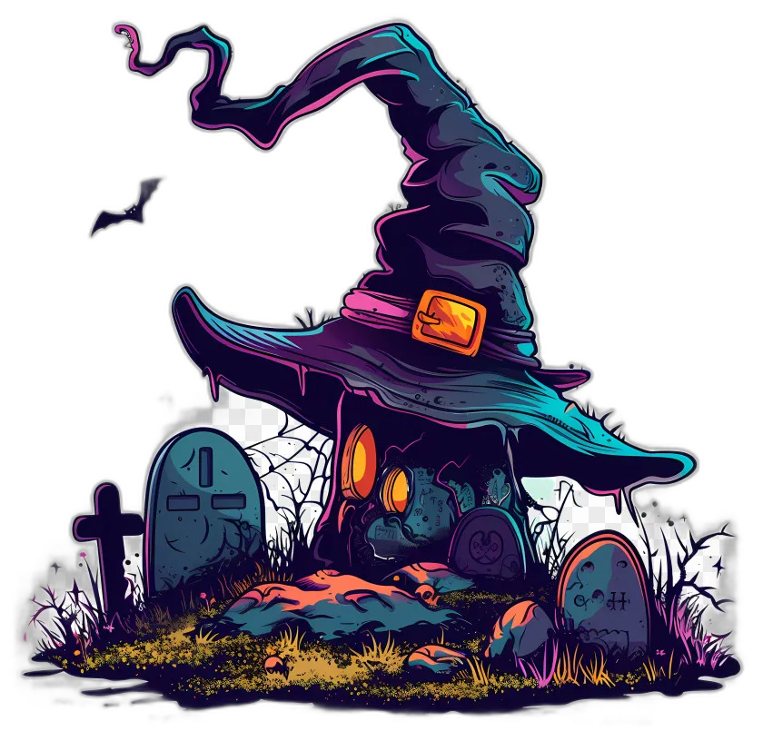Cartoon Witch Hat Gravestone