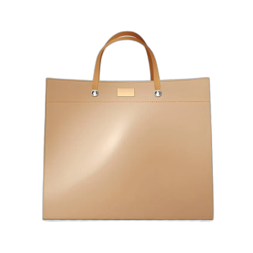 Beige Paper Shopping Bag with Leather Handles
