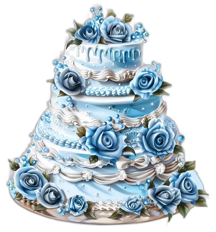 Five Tier Light Blue Wedding Cake