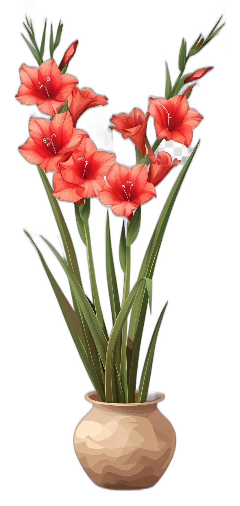 Gladiolus Flower Bouquet in Ceramic Pot