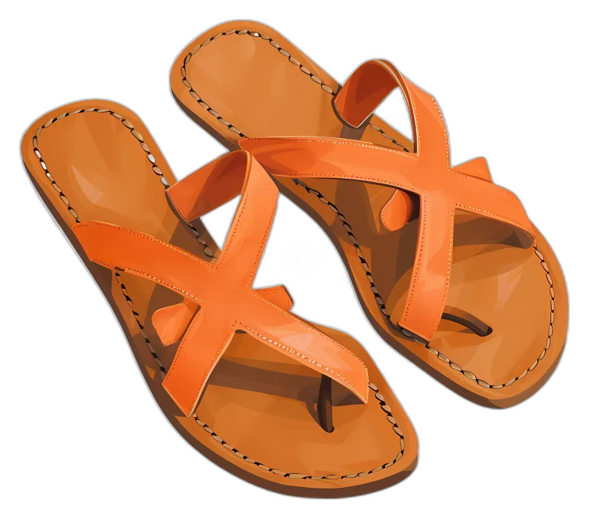 Orange Patent Leather X-Strap Sandals