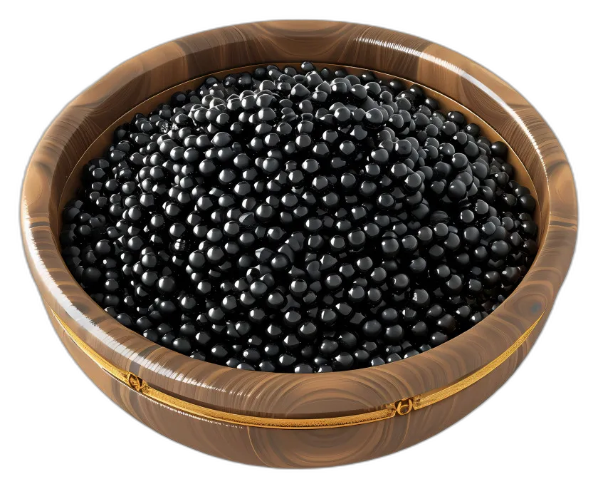 Wooden Bowl of Black Beans