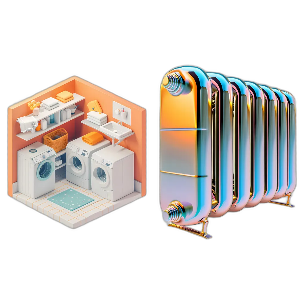 Modern Laundry Room with Chrome Radiator Bundle