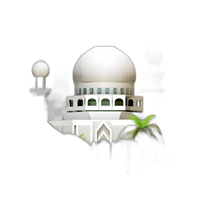 Modern White Mosque with Domes and Minarets