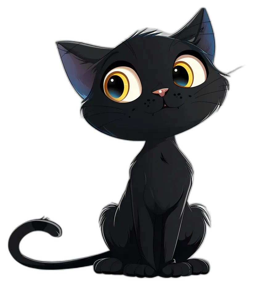 Stylized Black Cartoon Cat