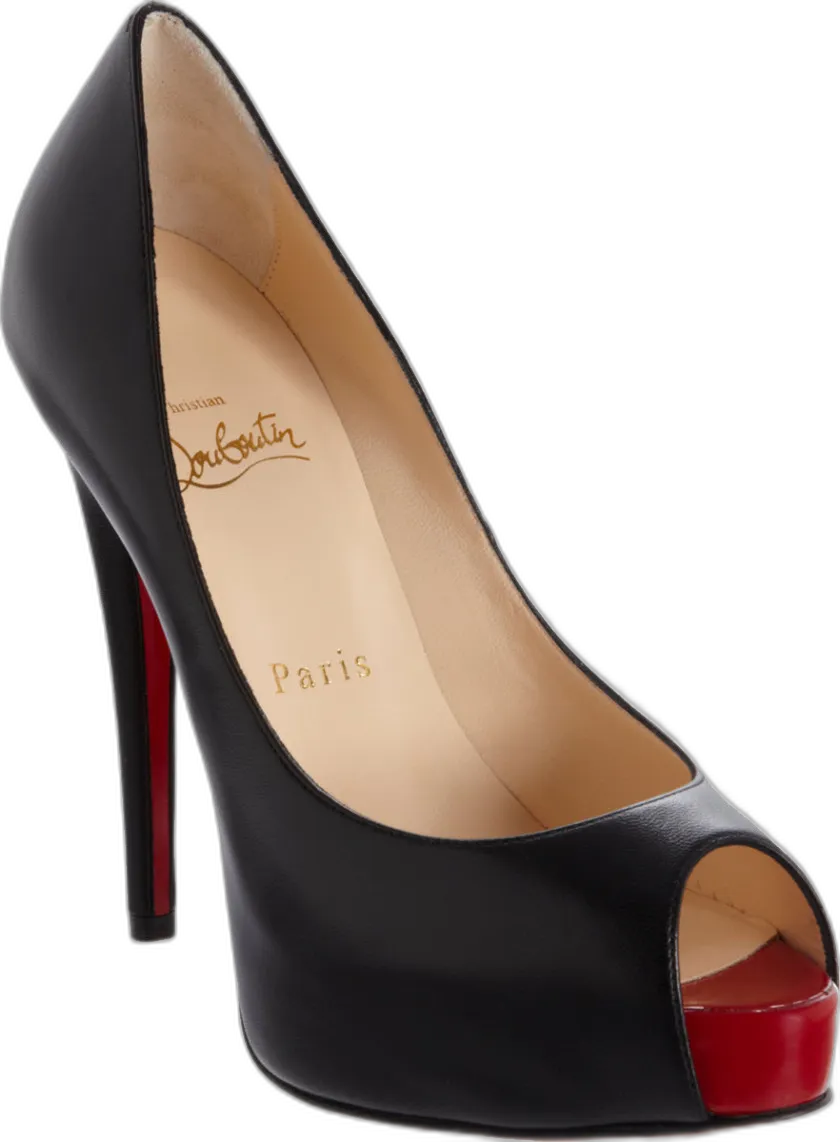 Black Leather High Heel with Red Sole