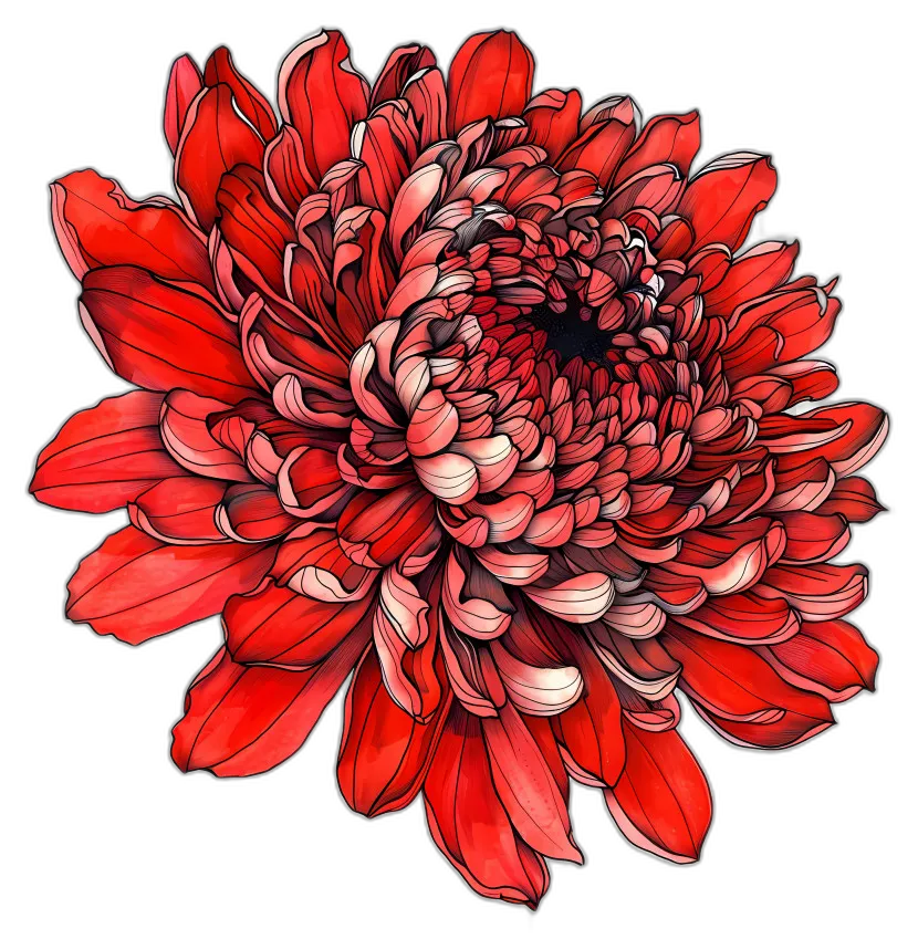 Detailed Red Chrysanthemum Flower