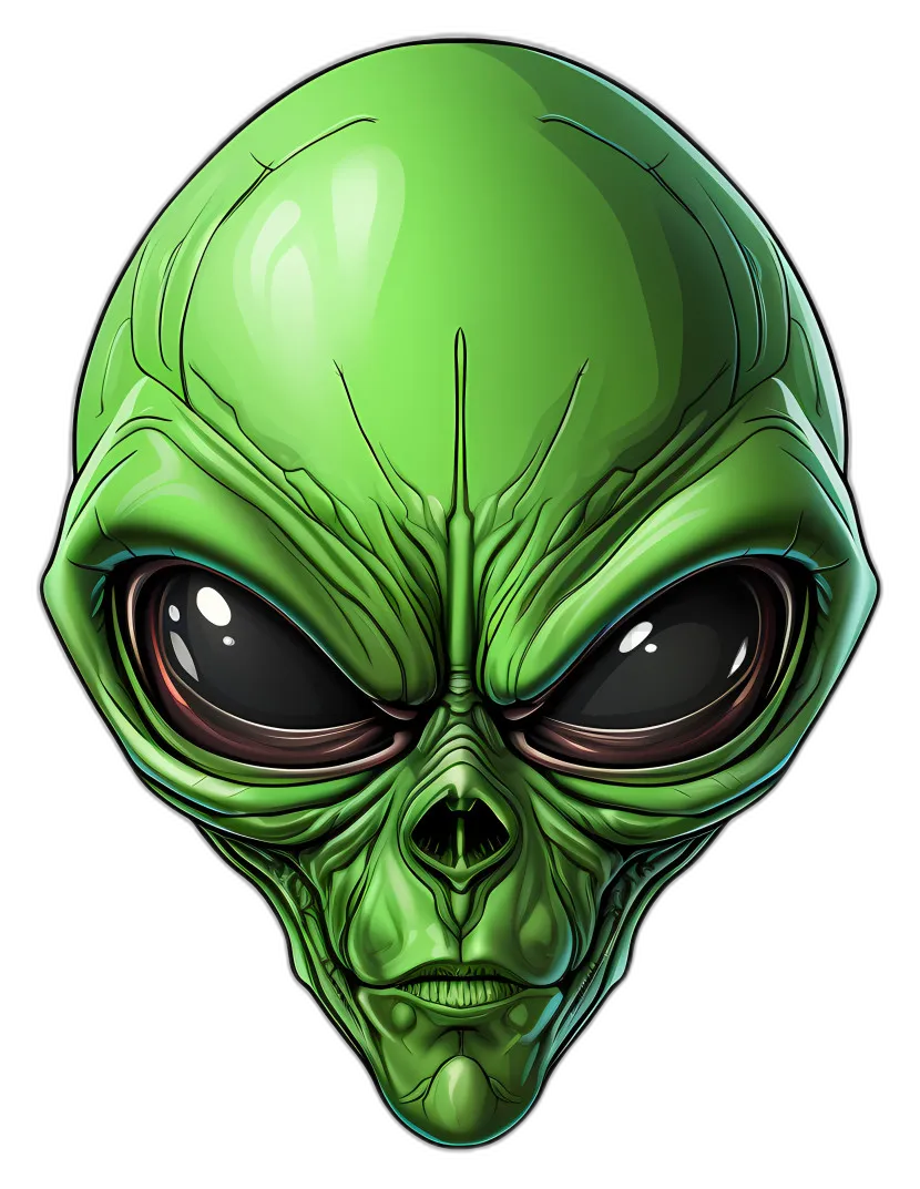 Lime Green Comic Alien Head