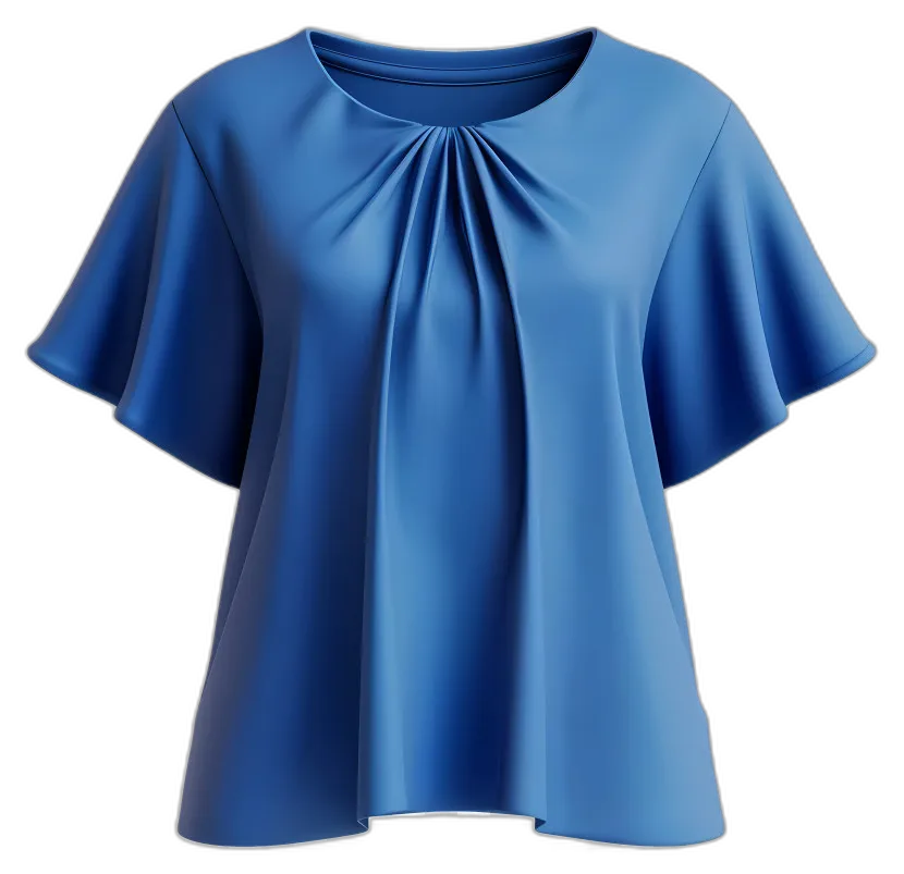 Elegant Blue Blouse with Flutter Sleeves