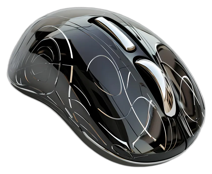 Futuristic Glossy Black Computer Mouse