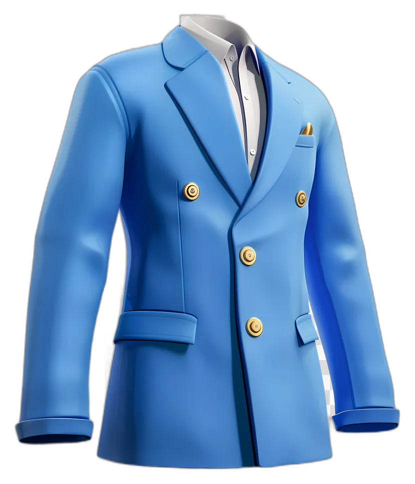 Sky Blue Double-Breasted Blazer with Gold Buttons