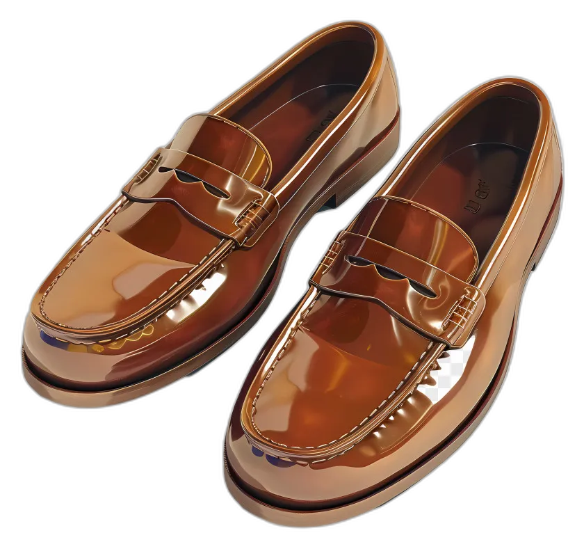 Brown Patent Leather Penny Loafers