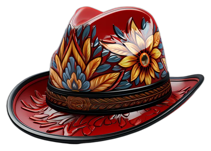 Red Floral Cowboy Hat