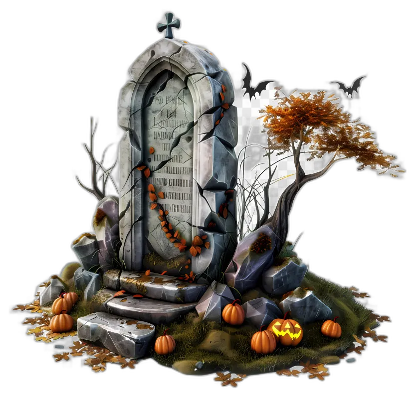 Halloween Gravestone with Pumpkins