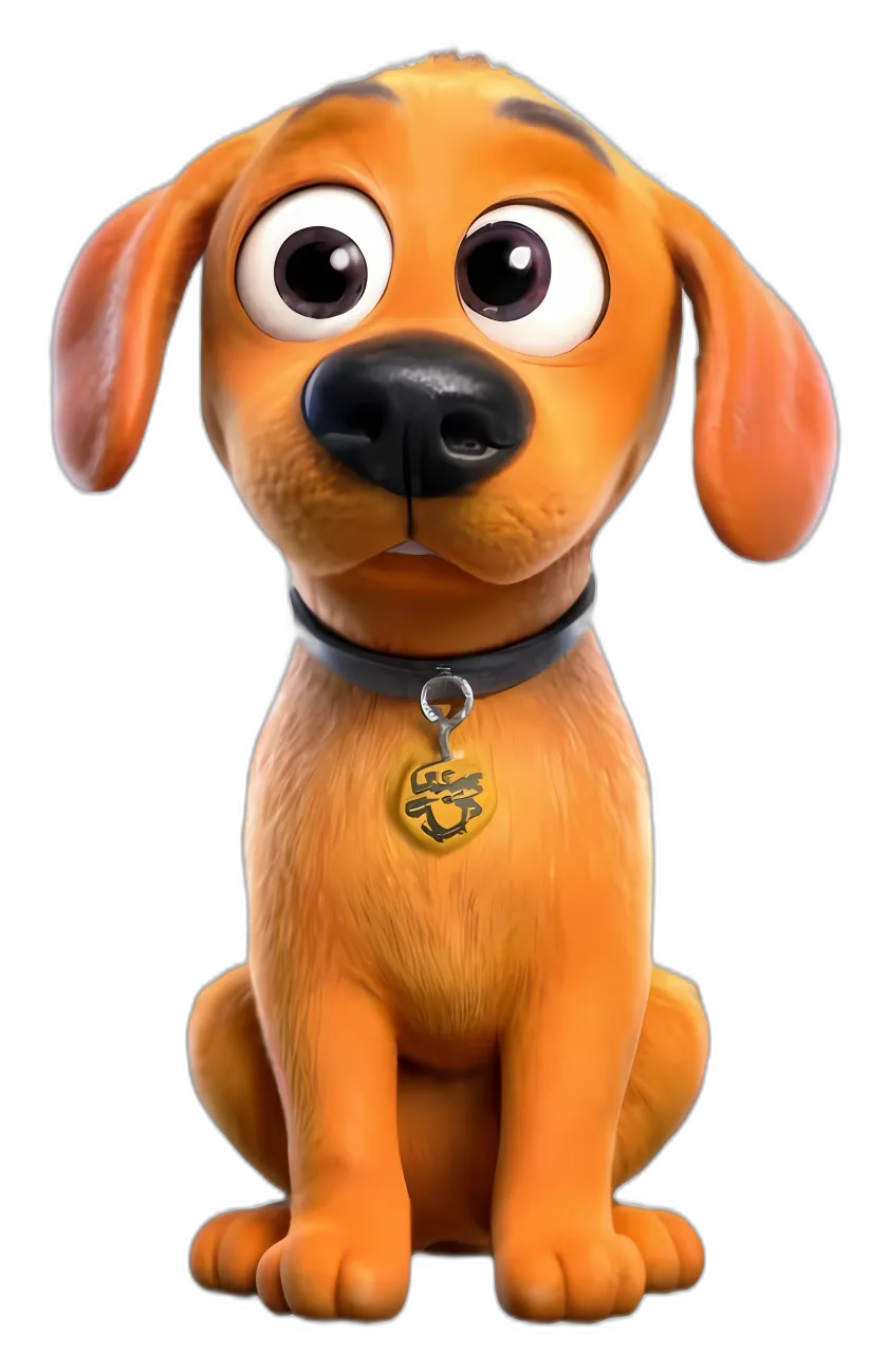 Animated Cartoon Puppy with Collar