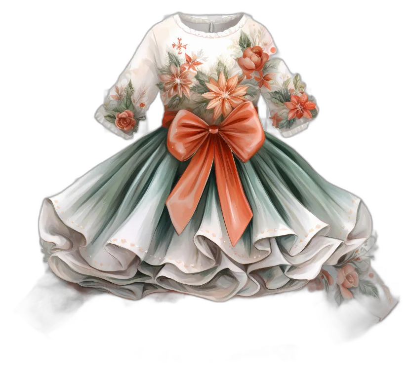 Elegant Floral Dress with Ribbon Bow