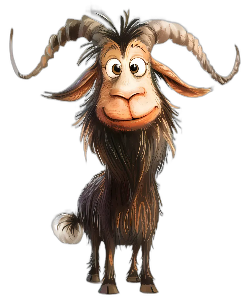 Anthropomorphic Cartoon Goat Character