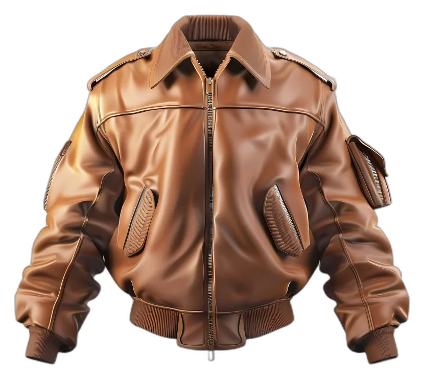 Brown Leather Bomber Jacket