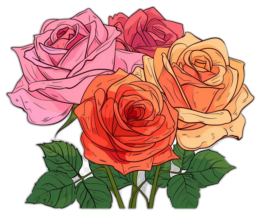 Bouquet of Pink and Orange Roses