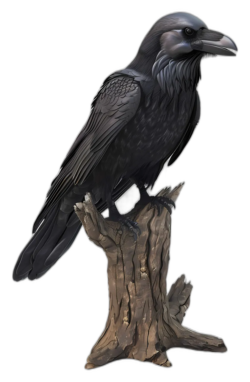 Realistic Perched Raven