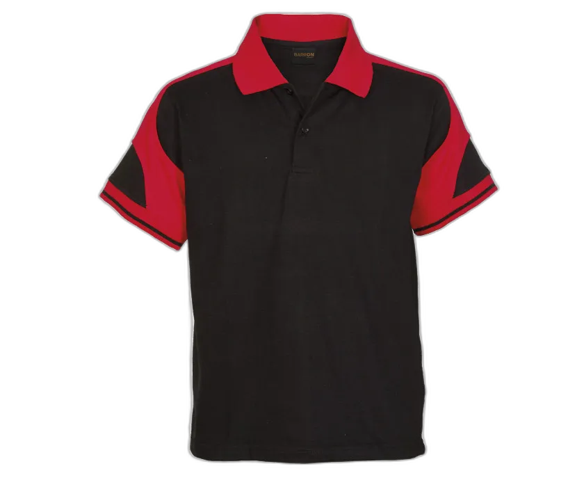 Black Polo Shirt with Red Accents