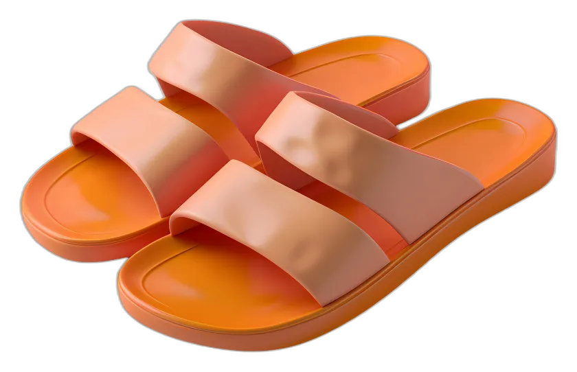 Two-Tone Orange Slide Sandals