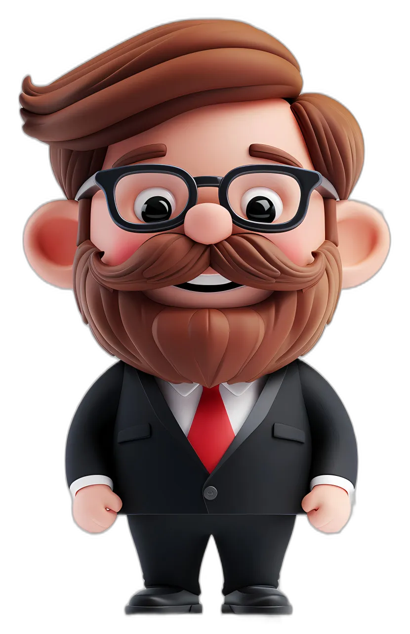 Cartoon Character with Beard and Glasses