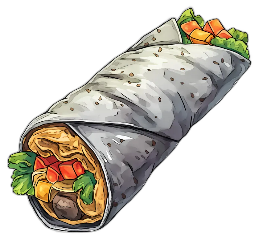 Detailed Burrito with Fresh Ingredients