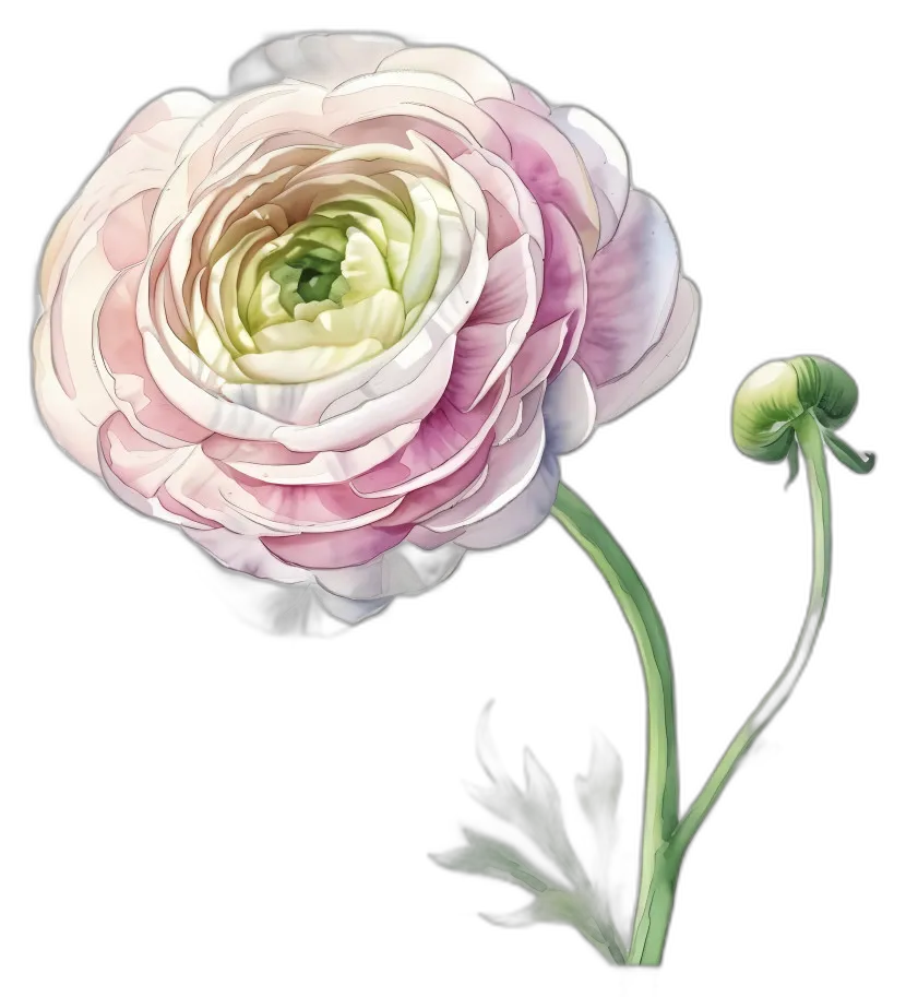 Watercolor Ranunculus Flower