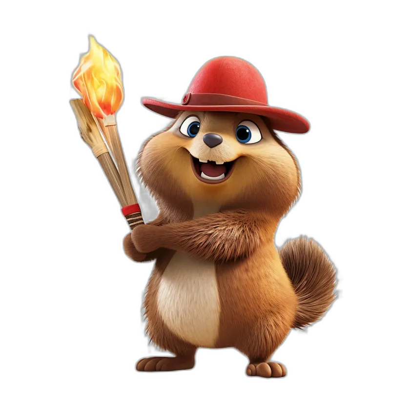 Cartoon Chipmunk with Torch