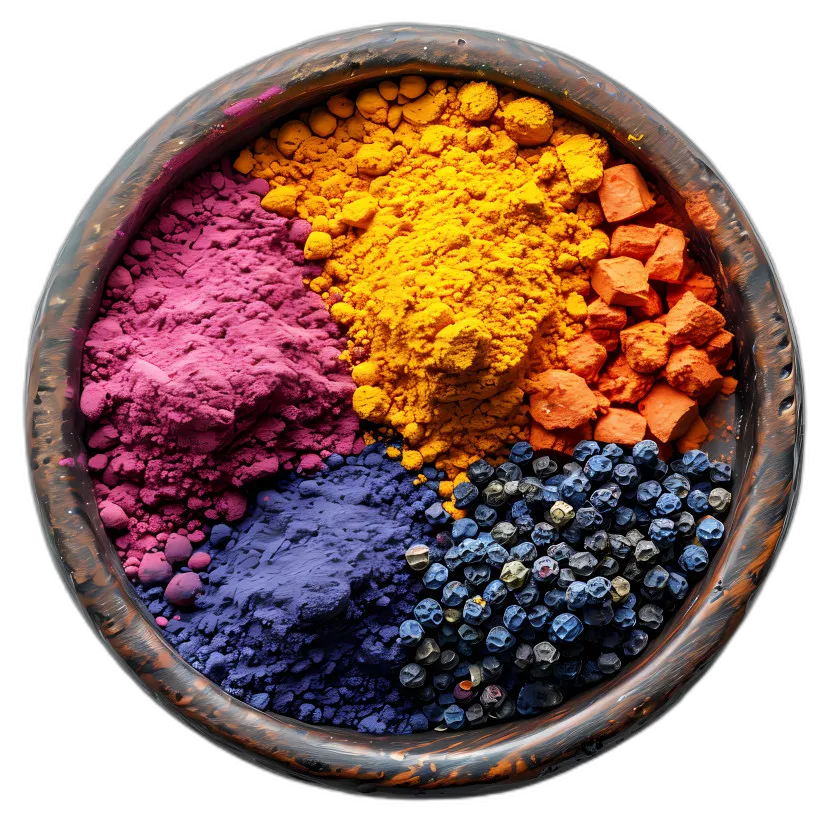 Festive Bowl of Colorful Powders