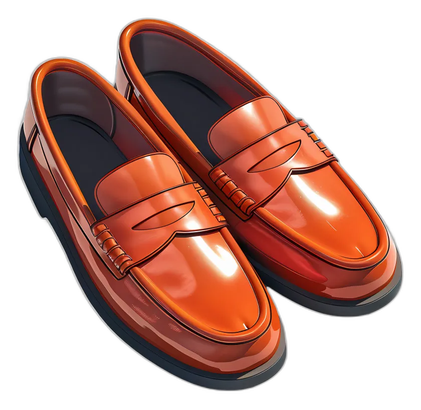 Polished Orange Penny Loafers