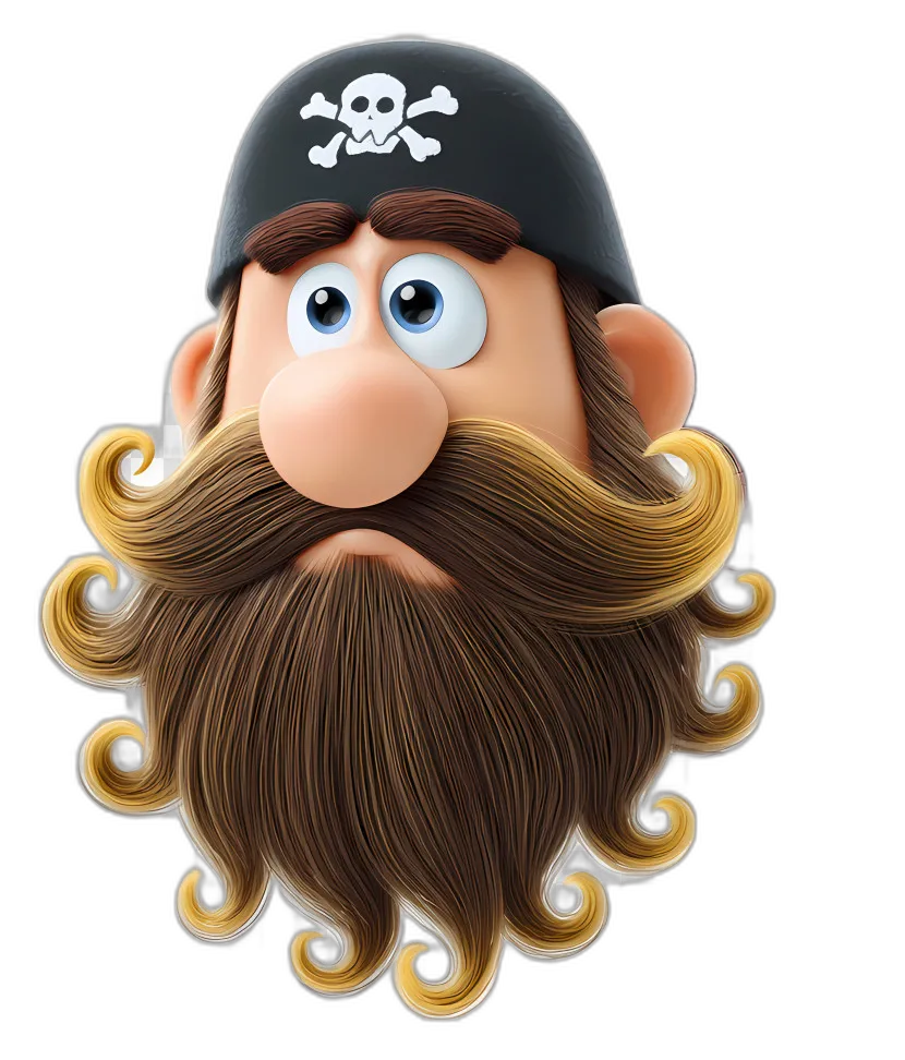 Cartoon Pirate with Curly Beard