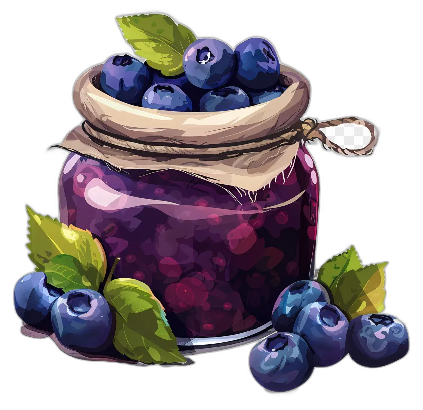 Blueberry Jam Jar with Fresh Berries