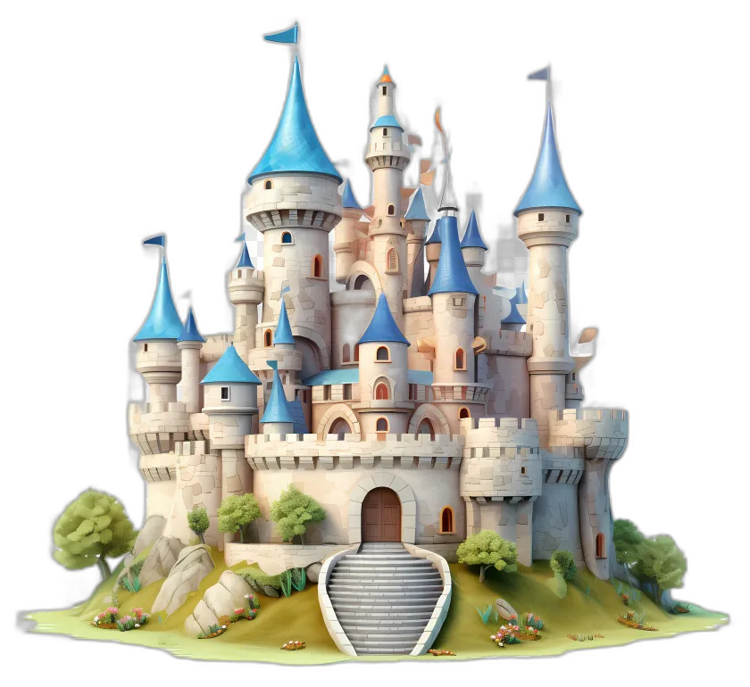 Fantasy Castle with Blue Roofs