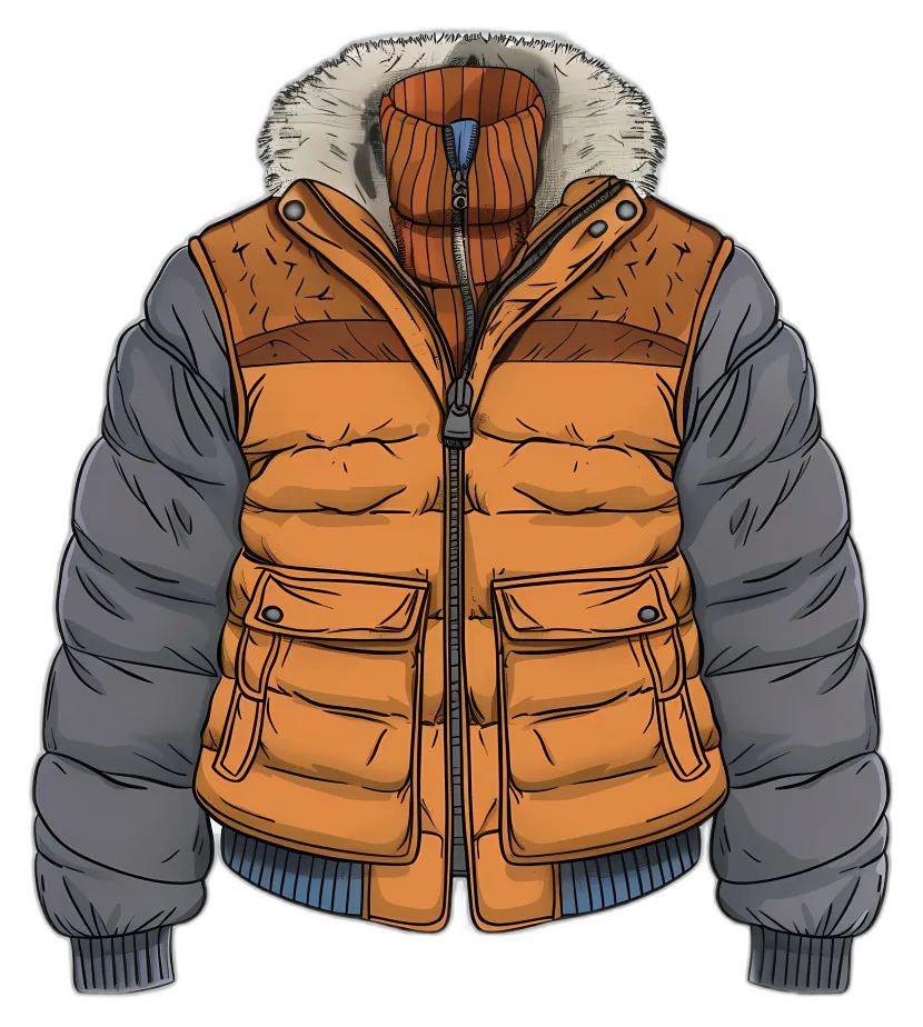 Winter Puffer Jacket with Fur Hood