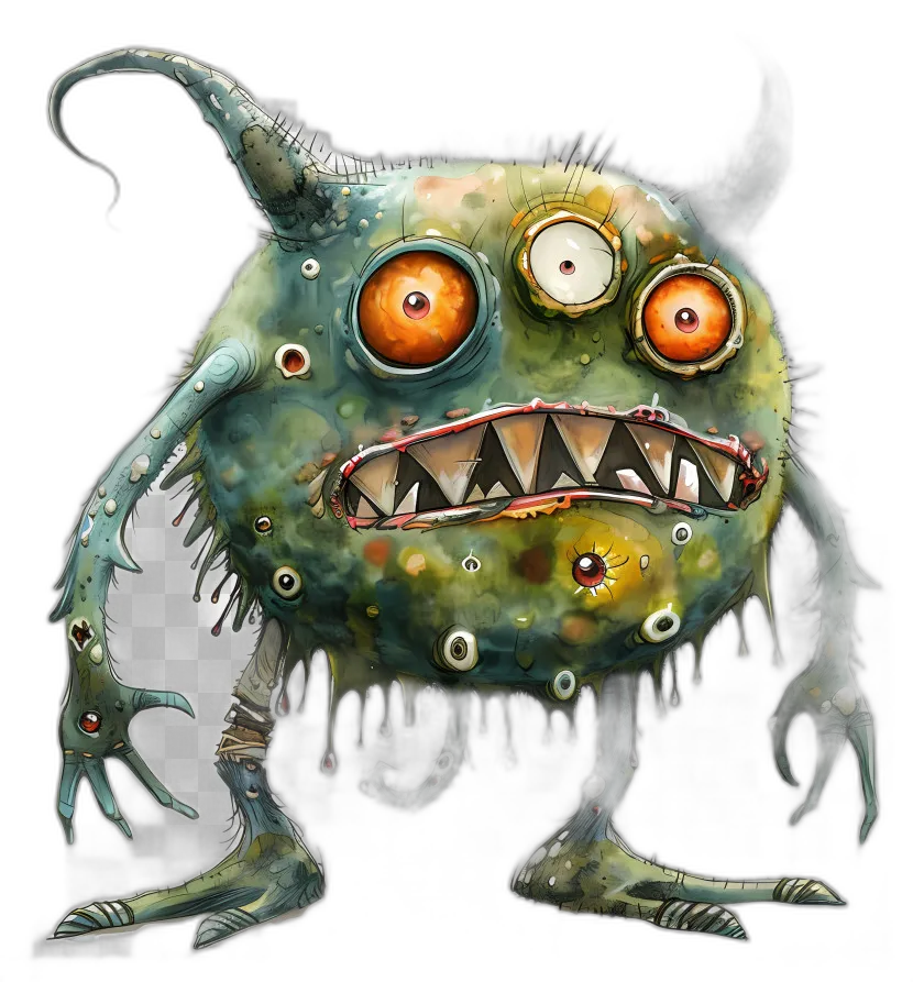 Grotesque Green Microbe Monster