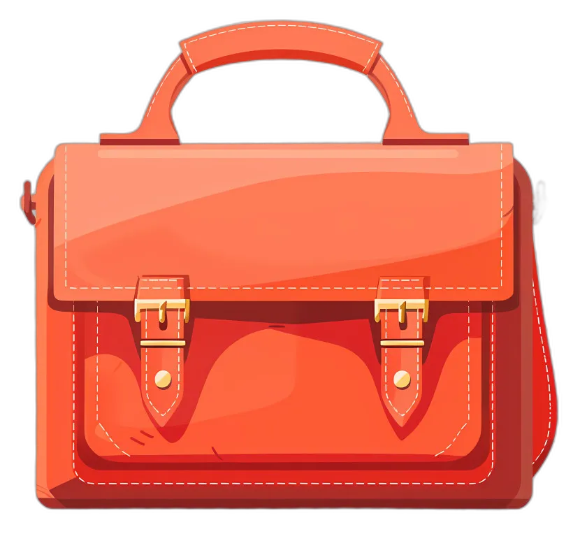 Red Leather Satchel with Gold Buckles